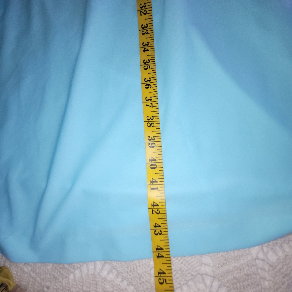 Vintage  1960s JENNIFER GEE Light Blue Pleated Textured Lines  Midi Dress  Sz 14 - Picture 13 of 13